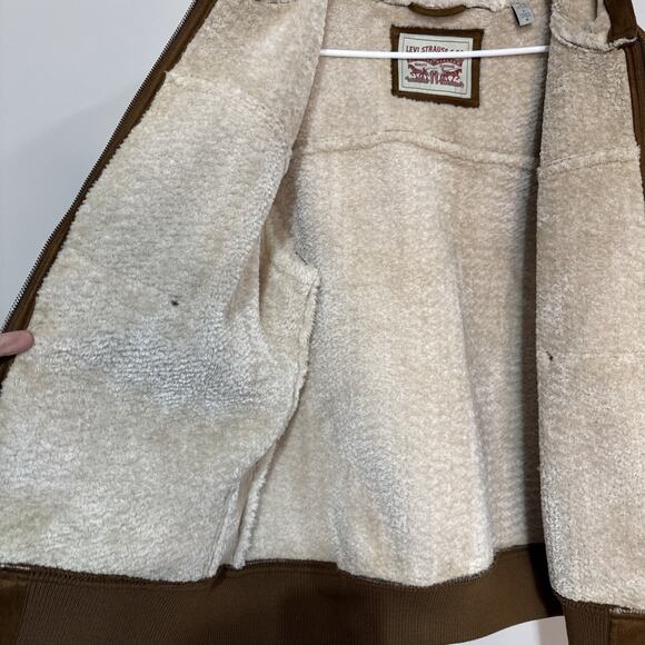 Levi's Mens Hooded Lined Sherpa Lined Midweight Faux Shearling Coat Sz Large Men - Picture 6 of 14